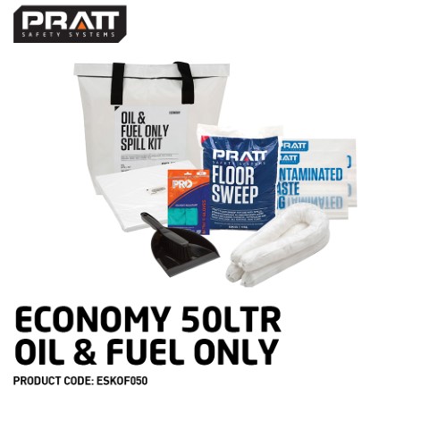 PRATT SPILL KIT ECONOMY 50LTR OIL & FUEL ONLY WHITE BAG 